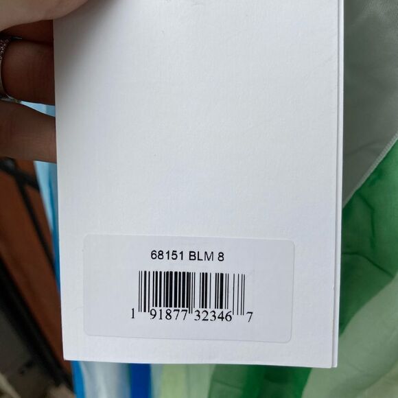 Mac Duggal 68151 Striped V-Neck Multi Sleeveless Gown NWT Blue Multi size 8 - Picture 7 of 10